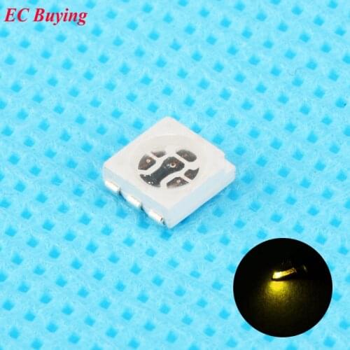100pcs Ultra Bright 5050 LED SMD Yellow Chip Surface Mount 20mA Light-Emitting Diode LED SMT Bead Lamp Light DIY Practice