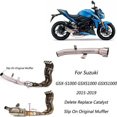 Cut Catalyst Mid Pipe for Suzuki GSX-S 1000 GSXS1000 2015-2019 Motorcycle Exhaust Pipe Slip On Original Muffler Stainless Steel
