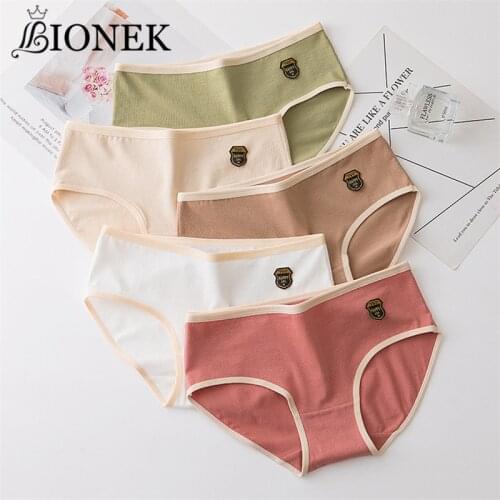 BIONEK Woman Panties Morandi Color Briefs Cotton Traceless Breathable Comfortable Girl Woman Thong High Quality Casual