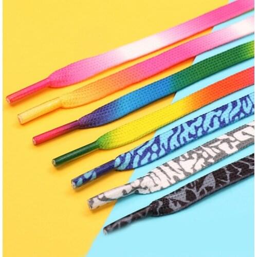 1Pair 80CM/100CM/120CM Colorful Laces Rainbow Gradient Print Flat Canvas Shoe Lace Shoes Casual Chromatic Colour Shoelaces