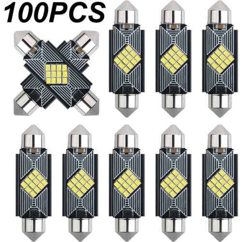 100pcs Festoon 31mm 36mm 39mm 41mm C5W C10W Super Bright LED Bulb Car Dome Light Canbus No Error Auto Interior Reading Lamp