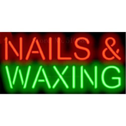 17*14" Nails & Waxing NEON SIGN REAL GLASS BEER BAR PUB LIGHT SIGNS store display beauty Restaurant Shop Advertising Lights