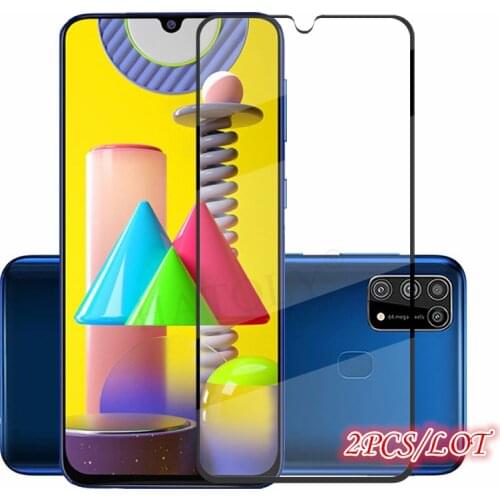 2PCS For Glass Samsung Galaxy M31 Tempered Glass Screen Protector Full Cover Phone Film Protective Glass on Samsung Galaxy M31