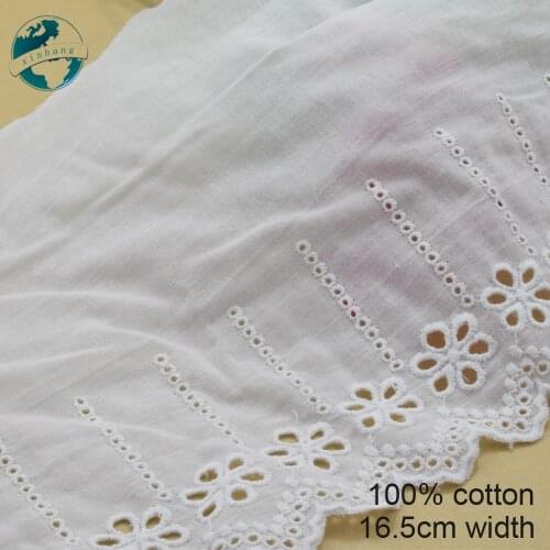 3yards 16.5cm white 100%cotton embroidery lace french lace ribbon fabric guipure diy trims warp knitting sewing Accessories#3256