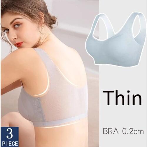 3pcs Seamless Bras For Women Plus Size Bra Ultra Thin Underwear Women Push Up Bra Big Size Lce Silk Breathable Female Bra