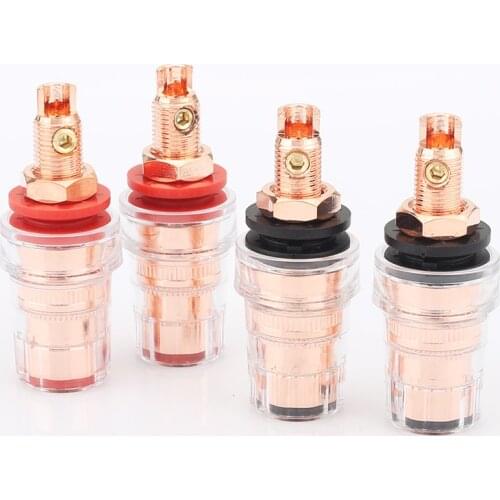 High Quality Audiocrast 4pcs 99.9998% Purity copper Binding posts speaker connectors Pure Copper Binding post speaker panel