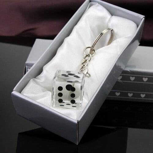 50pcs Las Vegas Themed Crystal Collection Dice Keychain Baby Christening Baby Shower Favors Wedding Favors And Gifts ZA3733