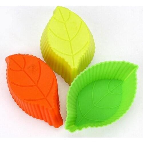 500pcs/lot, Silicone Cupcake Cases leaf Shaped Cake Baking Molds Cup Set Kitchen Craft Tool Bakeware Pastry Tools Cake Mold
