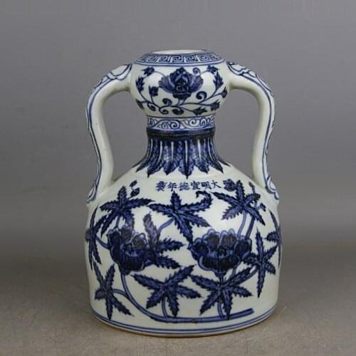 6 Antique MingDynasty porcelain vase,Blue & white Flower wishful bottle,hand painted crafts,Decoration,Collection&Adornment