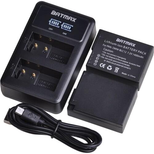 Batmax DMW-BLC12 DMW BLC12E BLC12PP battery +LED USB Dual Charger for Panasonic Lumix FZ1000,FZ200,FZ300,G5,G6,G7,GH2,DMC-GX8