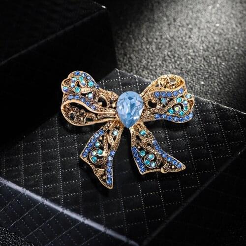Micro Pave RHINESTONE BOW-KNOT BROOCH for Feminine Girl Lapel Pin Jewelry Bow Tie Ribbon Crystal Bridal Brooch Bowtie Bow WX933V