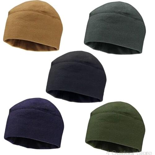 Men Women Unisex Winter Solid Color Soft Warm Watch Cap Polar Fleece Thickened Military Beanie Hat Windproof O01 20 Dropshipping