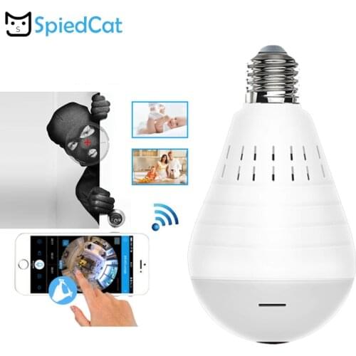 IP/p2p Mini Bulb Lamp Camera FishEye 360 Degree Wifi HD Home Security Wireless Cam Panoramic Night Vision Camcorder
