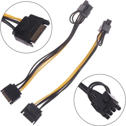 15pin SATA Male To 8pin(6+2) PCI-E Power Supply Cable 20cm SATA Cable 15-pin To 8 Pin Cable Wire For Graphic Card 18AWG