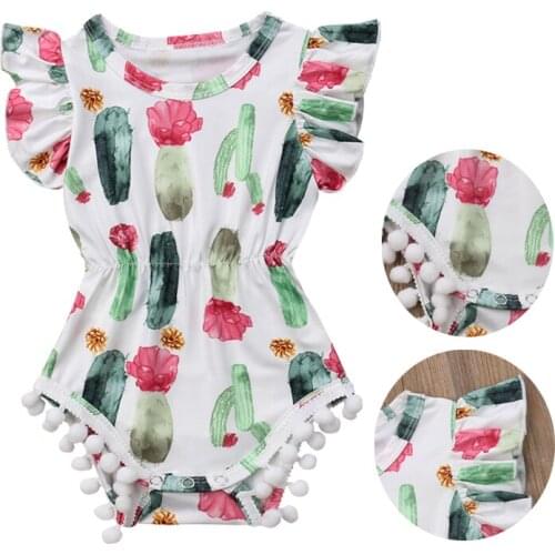Baby Girls Romper Infant Tassel Jumpsuit Babys Cactus Clothes Newborn Sunsuit Outfit Baby Clothing Bodysuits One-Pieces