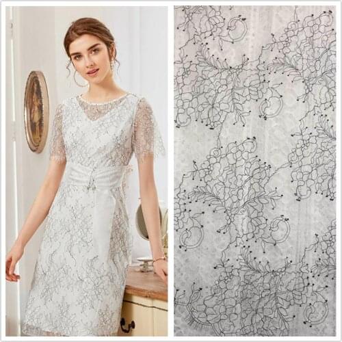 3 Yards Soft French Eyelash Lace Fabric Exquisite Chantilly Lace Fabric Floral wedding fabric Bridal Dress fabric Mantilla veil