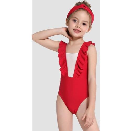 Ruffle Girls Swimsuit One Piece Childrens Swimwear Mesh Patchwork Teenage Girl Bathing Suit Little Girl Beachwear Monokini 2021