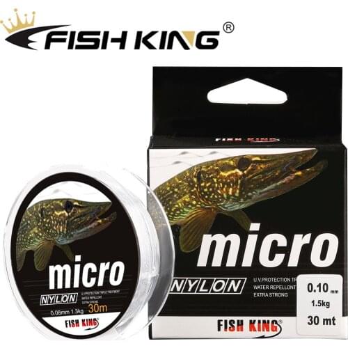 FISH KING 30M MICRO Nylon Ice Fishing Line 0.08mm-0.25mm 2.9LB-12.5LB Extra Strong Fishing Line For Winter Ice Fishing