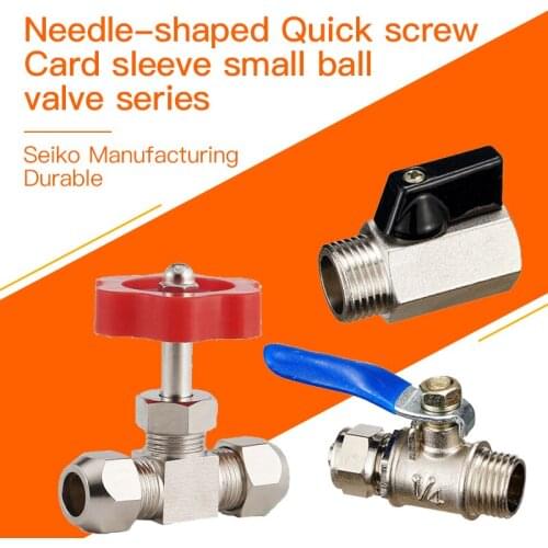 1pc Mini brass ball valve double inner ferrule needle valve quick screw ball valve BSP Male To Female Air Compressor Valves
