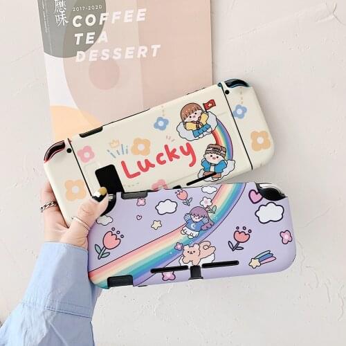Cartoon Lucky Rainbow Slide Girl Switch Game Console Protective Case Cover For Nintendo Switch Lite Shell