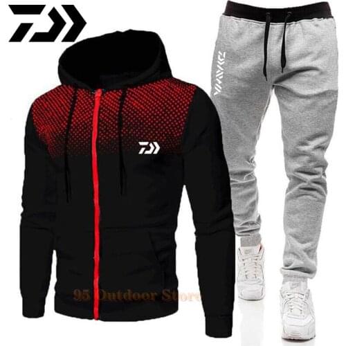 Daiwa Men Fishing Jackets Hoodies Coats Casual Zipper Sweatshirts Male Tracksuit Fashion Suits Mens Clothing Winter Hoodie Sets