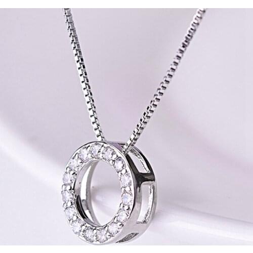 1pcs Fashion Elegant Rhinestone Necklaces & Round Pendants Neckalce 925 Sterling sweet Choker Necklace For Women Jewelry Gift
