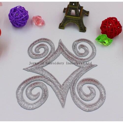 Iron on Patches Gold Embroidery Flower Trims 5 Pcs/Lot Vintage Cosplay Costume Lace Appliqued 12*12cm Diy
