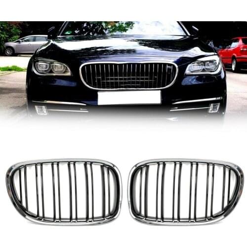 2 Pcs Front Grill Wear-resistant Anti-scratch ABS Center Grille Replacement 51117184151 51117184152 for BMW 7 Series F02 09-15