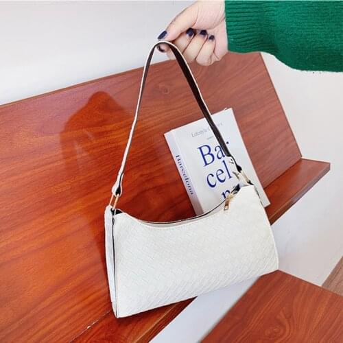 Simple Woven Handbags New Underarm Bag Trendy Fashion Womens Shoulder Bag Solid Color Zipper Small Square Bag for Women 2021