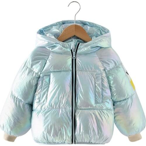 Boys Down Jacket Winter Clothes Hooded Candy Solid Color Coat Children Warm Overcoat Zipper Thick Velvet Costume