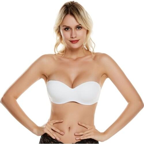 Sexy Strapless Push Up Bra Seamless Invisible Anti-slip Silicon Thin Cup Underwire Bras Off Shoulder Women Underwear Half Cup