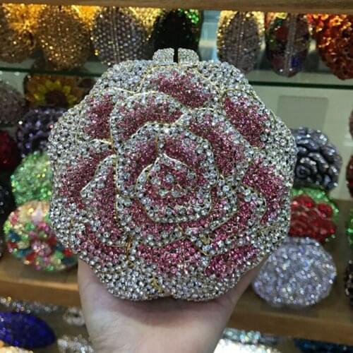 Bridal Female party Clutch mini purse Women Crystal Gold Evening Bag Wedding Handbags Purse Lady Diamond Rhinestone day Clutches