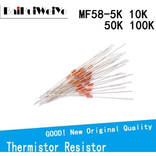 20PCS/LOT Thermal Resistor NTC MF58 3950 B 5% 5K 10K 50K 100K Ohm R MF58 Glass Sealed thermistor