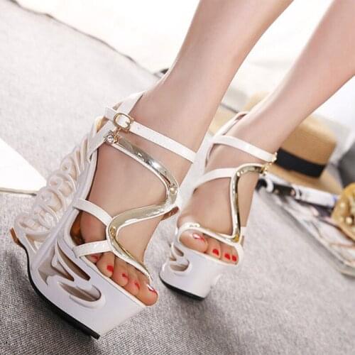 Summer of 2018, the han version of the wedge sandals and the womens vintage 14cm night club womens shoes are sexy