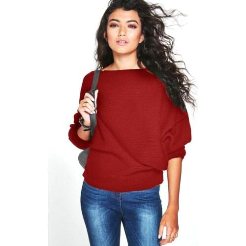 Knitted Sweaters Women Batwing Sleeve Jumpers Fashion Spring Autumn Tops Pullovers O Neck Ladies Loose Sweater