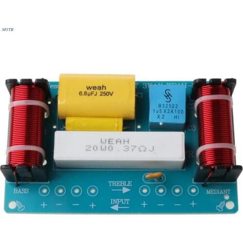 WEAH-338 3 Way 120W Speaker Audio Frequency Divider High Medium Low Loudspeaker Crossover Filter Kit M5TB