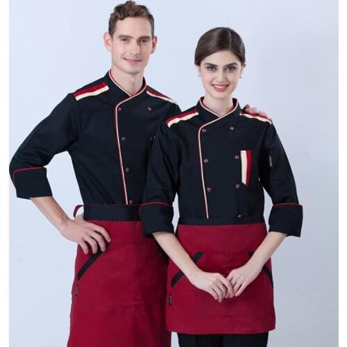 Western Food Chef Uniform Adult Long Sleeved Kitchen Overalls Fashion White Chef Clothes Custom Chef Suit Long Sleeve B-5604