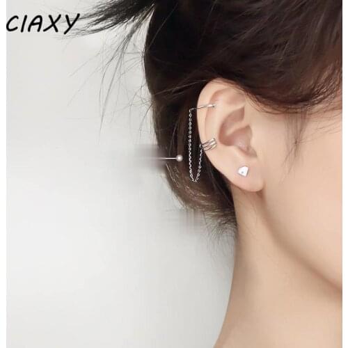 CIAXY 1 Piece 925 Sterling Silver Ear Cuff Clip Chain Tassel Clip on Earrings for Women Korea Jewely Femme Earcuff