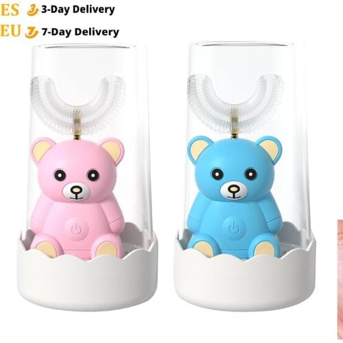 Cute Kids Sonic Toothbrush U Shape 360 Degrees Electric Toothbrush Cartoon Automatic Ultrasonic Silicone Children Tooth Brush