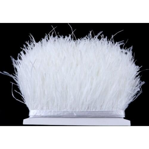 1 meter White Real Ostrich feather Trims Ribbon 8-10cm Dyed Colorful feathers for Dress Clothing Dress Decoration Sewing Crafts