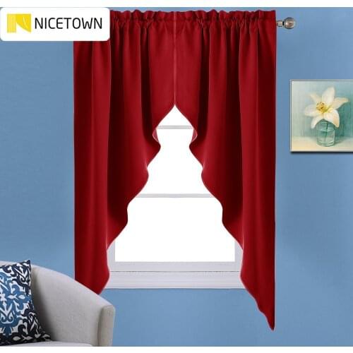 NICETOWN 1 Pair Valance Luxury Room Darkening Rod Pocket Kitchen Tier Curtains Tailored Valance Swags for Guest Room Living room