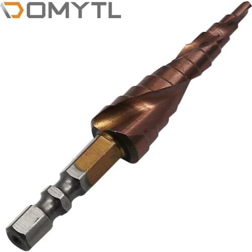 1PCS Step Drill Bit Metric Hexagonal Shank Spiral groove Hss Stepped Pagoda Metal Reaming Tool M35 Processing 5mm Thickness