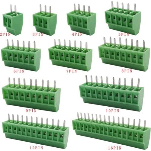 10Pcs KF128 PCB Screw Terminal Block Connector 2.54mm Pitch Splice PCB Mounting Adapter 2/3/4/5/6/7/9/10/12/16Pin