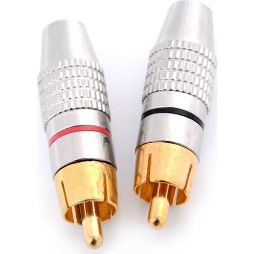 2Pcs/set Gold RCA Plug Solder Audio Video Adapter Connector Male to Male Convertor Wholesale