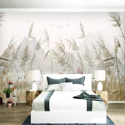 Beibehang Custom wallpaper 3d mural modern minimalist reed landscape scenery Nordic background wall paper 3d decoration painting
