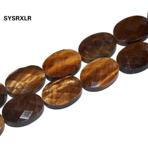 13 * 18mm Natural Faceted Tiger Eye Stone Beads Oval Beads For Jewelry Making DIY Bracelet Earring Accessories Material