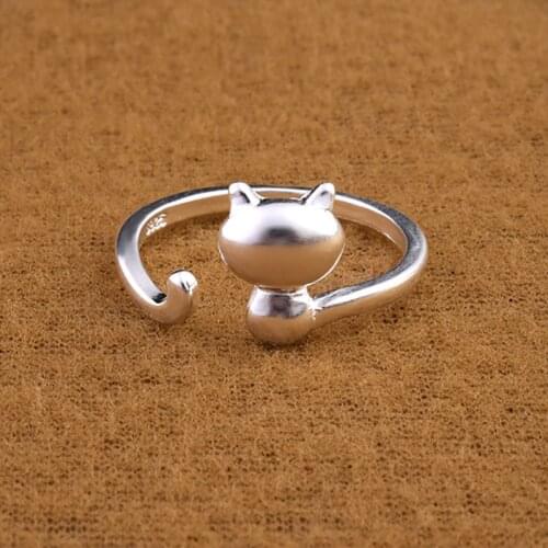 Daisies One Piece Open Adjustable Cat Ring Statement Jewelry 925 Engrave for Women Girl Child Gifts Finger Ring Anel