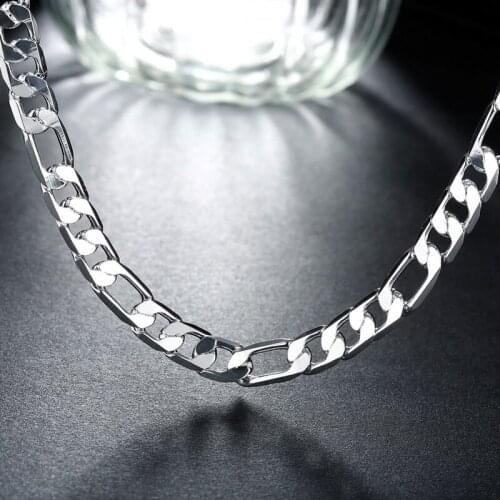 Personality Trend 925 Sterling Silver 8MM Flat Three-in-one Necklace Suitable for Womens Wedding Engagement Exquisite Jewelry