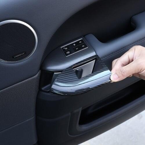 Car Interior Accessories For Landrover Range Rover Sport RR Sport 2014-2020 Real Carbon Fiber Car Child Lock button Cover Tim