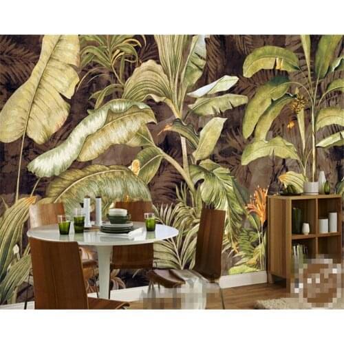 Photo wallpaper European and American tropical plants banana leaves living room sofa bedroom TV wallpaper for walls 3d beibehang